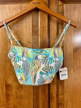 Salt Life Women’s Tropical Parrot  Swimsuit Top in Mint, Peach, Yellow & Gray